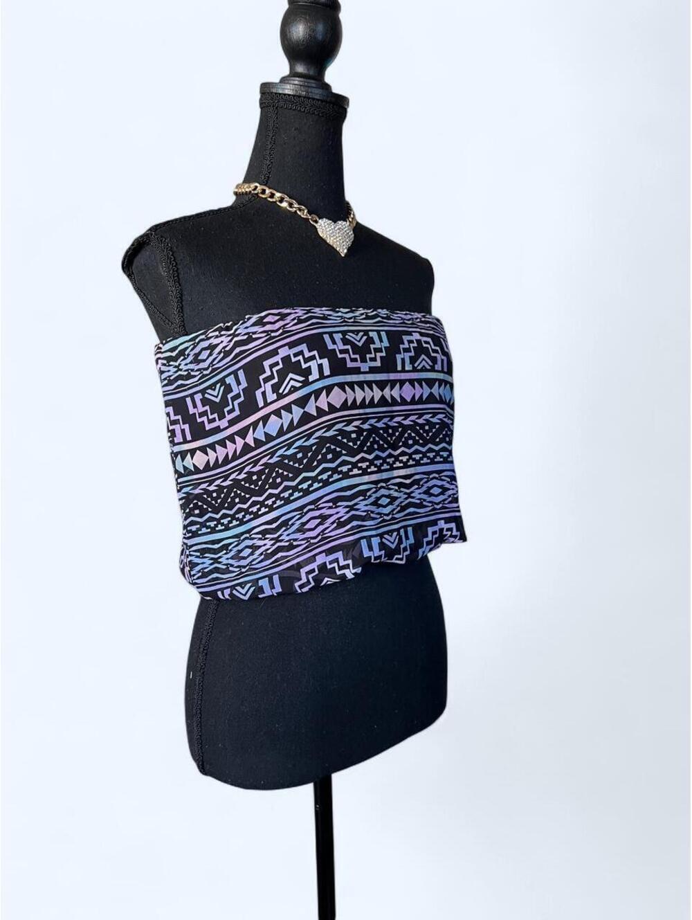 Vintage Y2K Boho Festival Indie Sleaze Tribal Tube Top Size XS/S - Picture 3 of 7